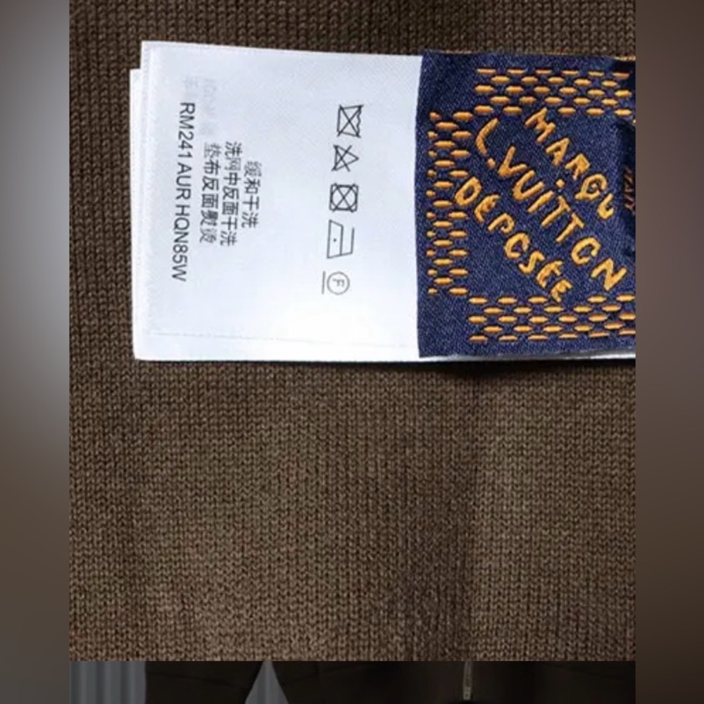 Brown Louis Vuitton Men's Logo Zip-up Knitted Collar Jacket